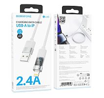 Кабель USB - Lightning BOROFONE BU46 LCD (белый) 1.2м