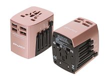 Сетевой переходник/зарядное устройство AWEI C36 4USB (золото)