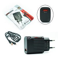 Сетевой адаптер питания MRM XQ10 QC3.0 5V/3.1A 18W 1USB + кабель Micro 1м Black