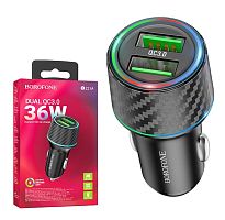 Автомобильный адаптер питания BOROFONE BZ21A Brilliant 36W QC 3.0 (черный) мятая упаковка