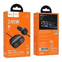 Разветвитель в прикуриватель HOCO Z59 USB-C+1 USB-A+2 U, 240W (черный)