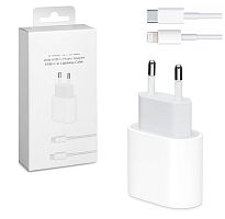 Сетевой адаптер питания USB-C 25W + кабель Lighting-Type-C с лого (белый)