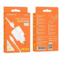 Сетевой адаптер питания BOROFONE BA81A PD 20W + кабель Type C - Type C (белый)
