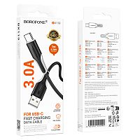 Кабель USB - TypeC BOROFONE BX119 (черный) 1м, мятая упакоака