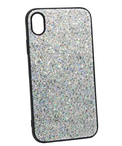 Чехол Case Rainbow на iPhone XR (блестки и стразы-серебро) 5