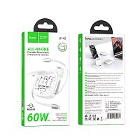 Кабель USB HOCO U140 3 в 1 для USB/iPhone/Micro/Type C + подставка (белый) рулетка