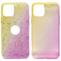 Чехол Case Rainbow на iPhone 11Pro (блестки и стразы) Ombre flowers