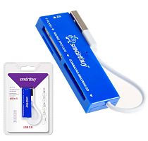 Картридер Smartbuy 717, USB 2.0 - SD/microSD/MS/M2, (SBR-717-B) (голубой)