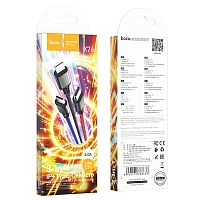 Кабель USB HOCO X76 3 в 1 для iPhone/Micro/Type C (черный/красный/синий) 1m