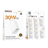 Сетевой адаптер питания BOROFONE BA108A PD 30W + QC 3.0 (белый)