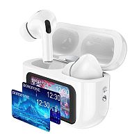 Беспроводные наушники TWS BOROFONE BW76 c LCD дисплеем (белый) ANC с шумоподавлением