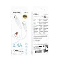 Кабель USB - Lightning BOROFONE BX115 Silicone (белый) 1м мятая упаковка