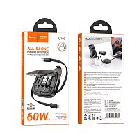 Кабель USB HOCO U140 3 в 1 для USB/iPhone/Micro/Type C + подставка (черный) рулетка