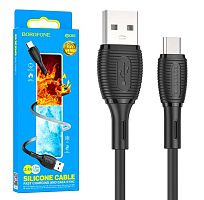 Кабель USB - Micro BOROFONE BX86 Silicone (черный) 1м