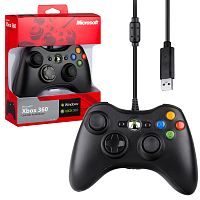 Геймпад для XBOX 360 проводной (черный) 