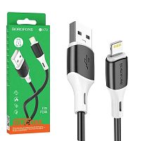 Кабель USB - Lightning BOROFONE BX79 Silicone (черный) 1м мятая упаковка