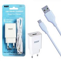 Сетевой адаптер питания MRM MR21 1USB 2.1A + кабель Micro (белый)